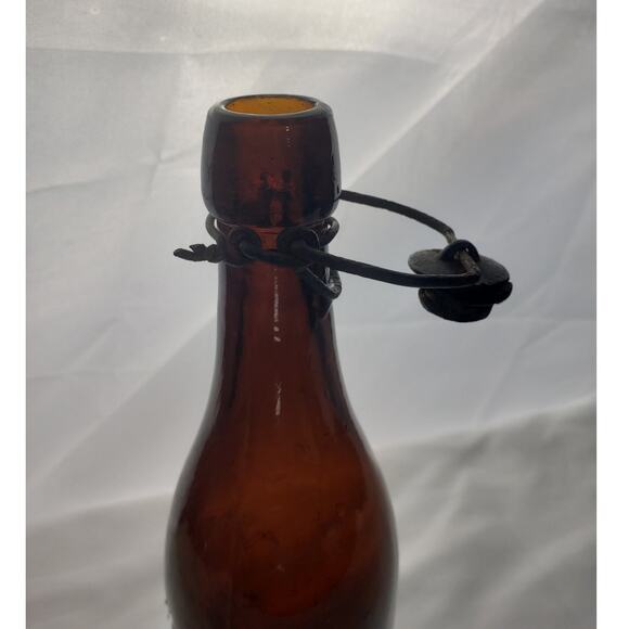 D LaGrange Moravia NY Wired Blob Top Bottle With Cage and Stopper Early 1900s - Picture 7 of 11